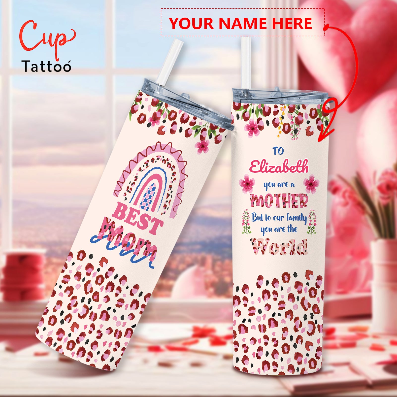 Personalized Name Best Mom Ever 20oz  Skinny Tumbler