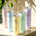 Personalized Tumblers with Birth Flower and Name