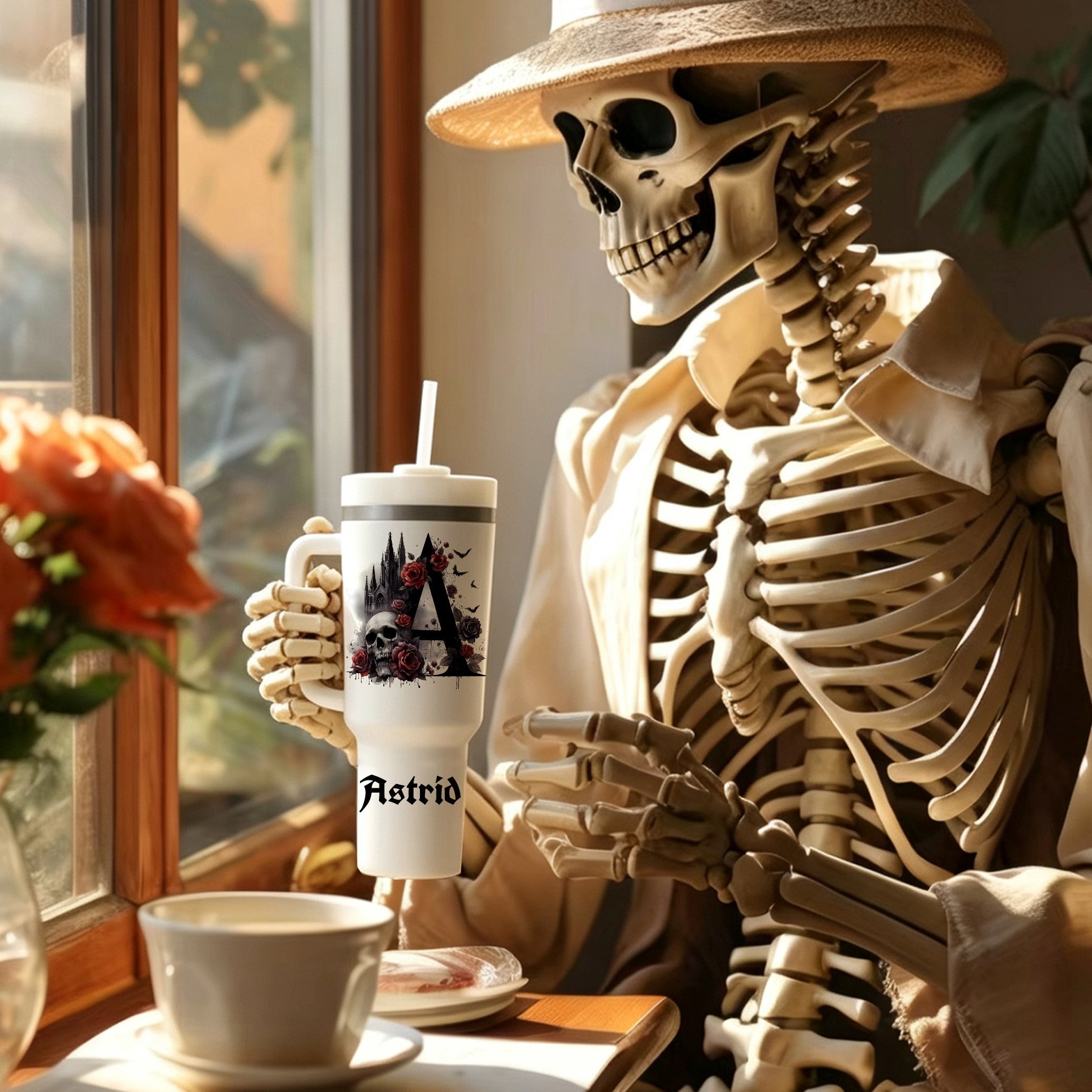 Gothic Skull Monogram Tumbler
