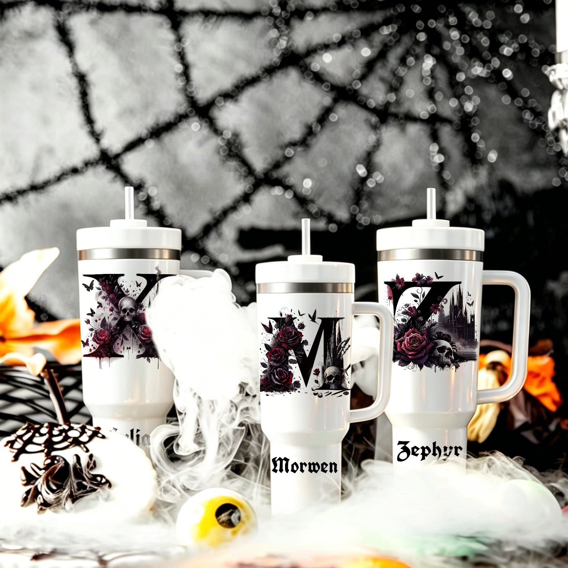 Gothic Skull Monogram Tumbler