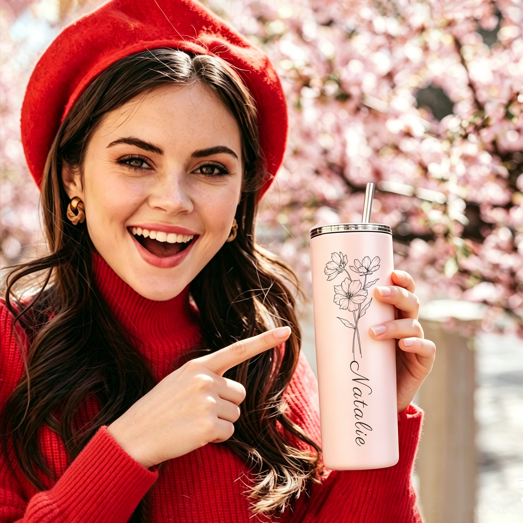 Personalized Tumblers with Birth Flower and Name